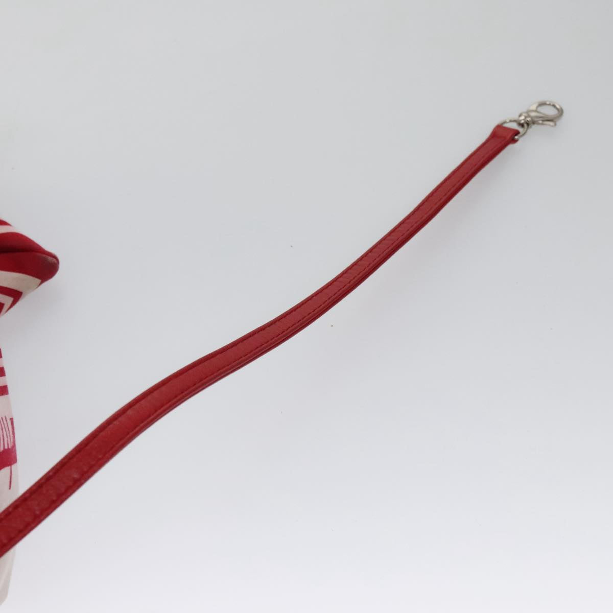 CHANEL Chain Tote Bag Nylon White Red CC 106203