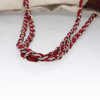 CHANEL Chain Tote Bag Nylon White Red CC 106203