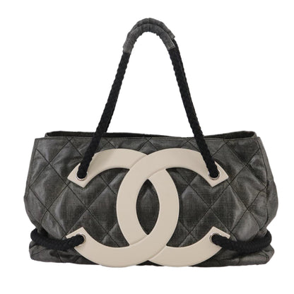 CHANEL Tote Bag PVC Leather Black CC 106255