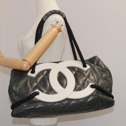 CHANEL Tote Bag PVC Leather Black CC 106255
