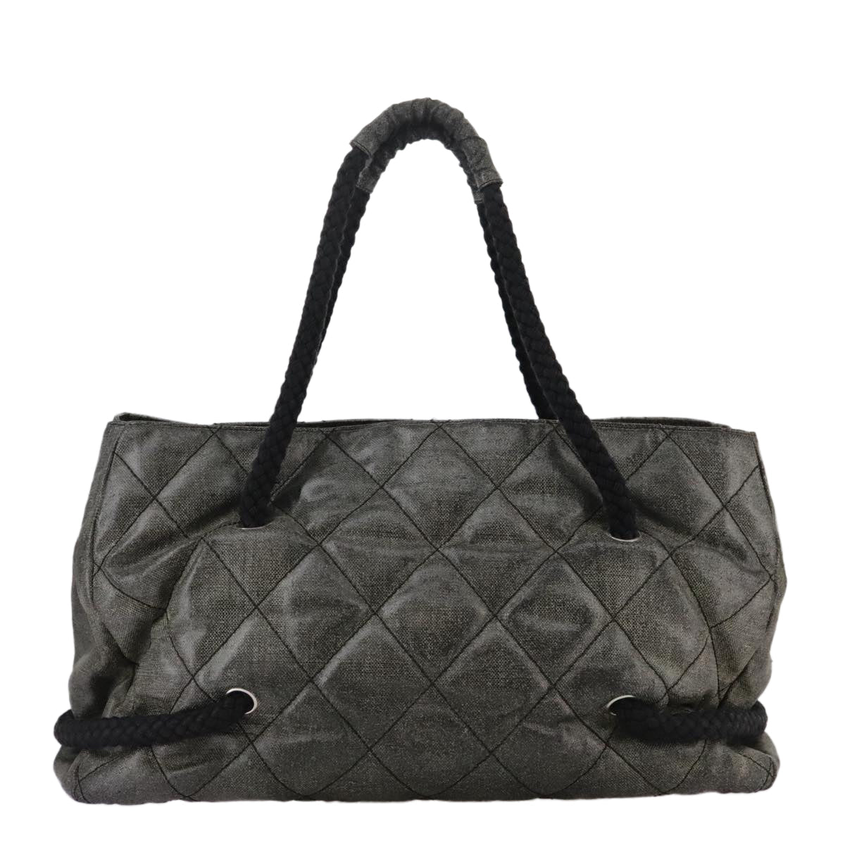 CHANEL Tote Bag PVC Leather Black CC 106255
