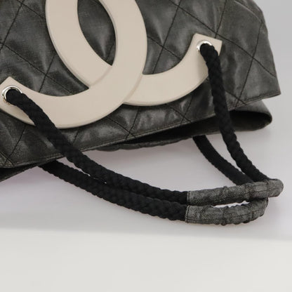CHANEL Tote Bag PVC Leather Black CC 106255