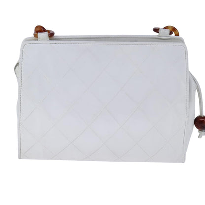 CHANEL Matelasse Shoulder Bag Leather White CC 106385