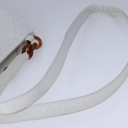 CHANEL Matelasse Shoulder Bag Leather White CC 106385
