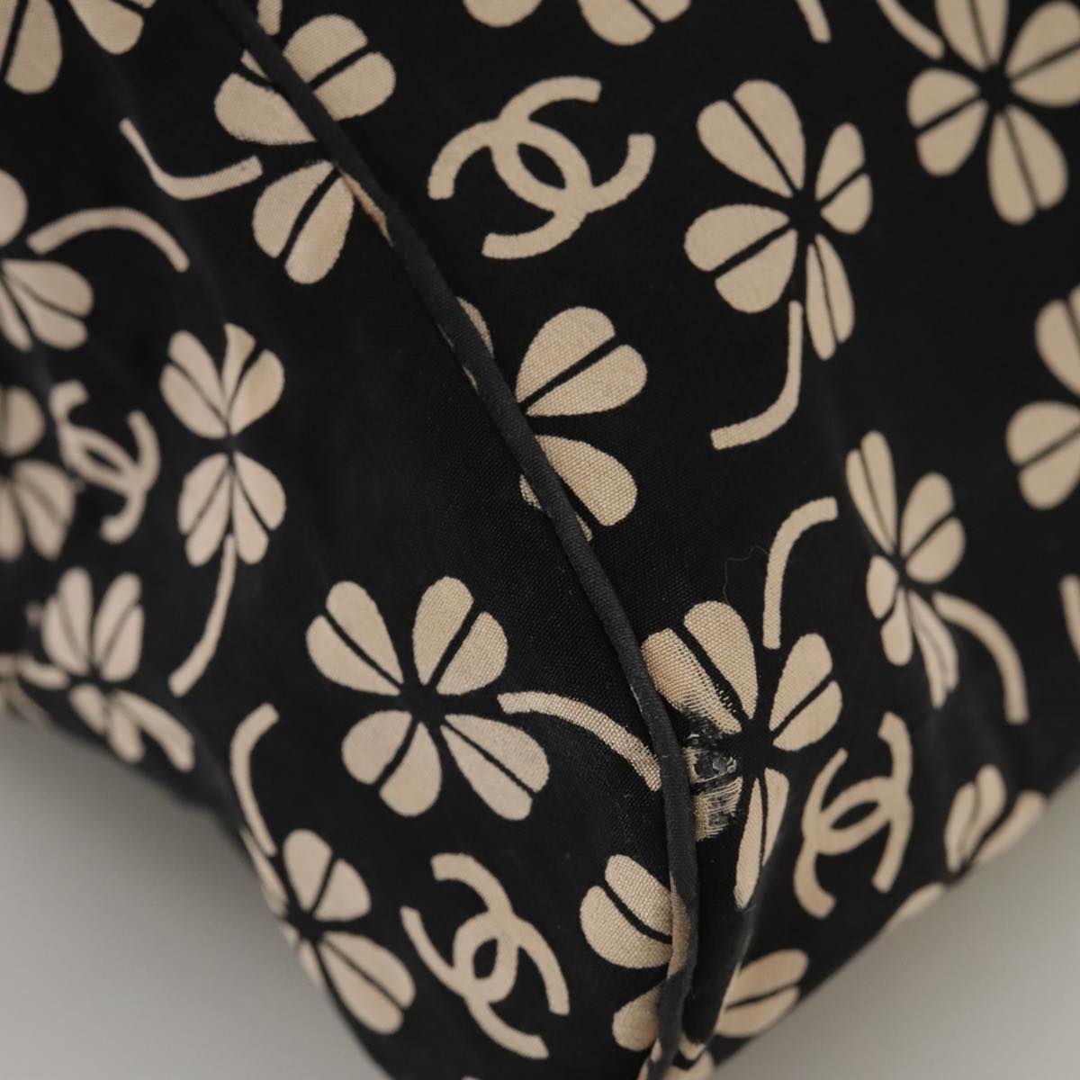 CHANEL Tote Bag Canvas Black CC 106391