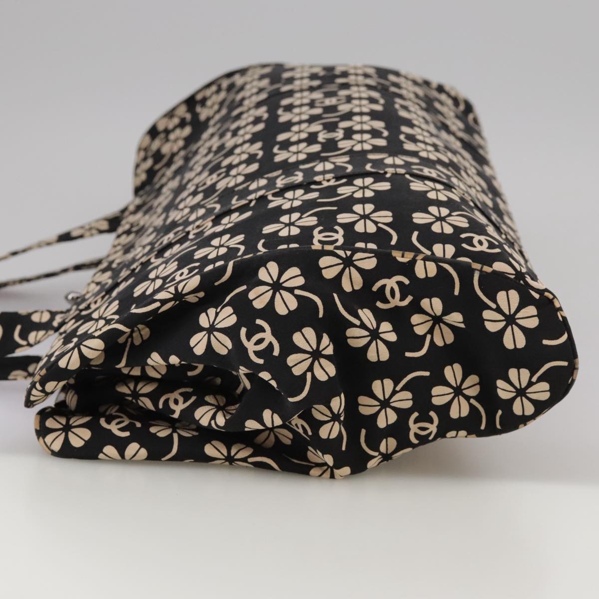 CHANEL Tote Bag Canvas Black CC 106391