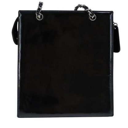 CHANEL Chain Shoulder Bag Patent leather Black CC 106395
