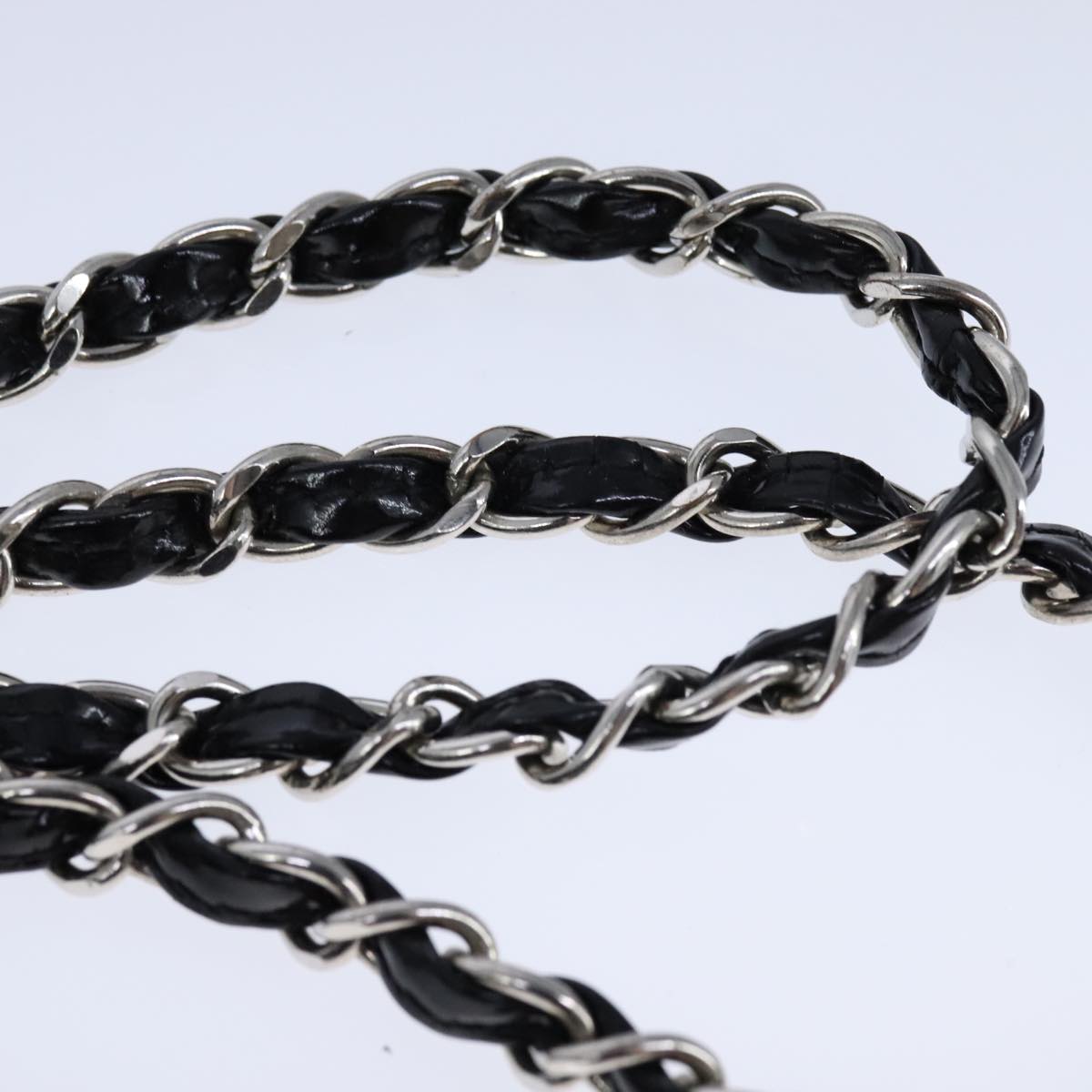 CHANEL Chain Shoulder Bag Patent leather Black CC 106395