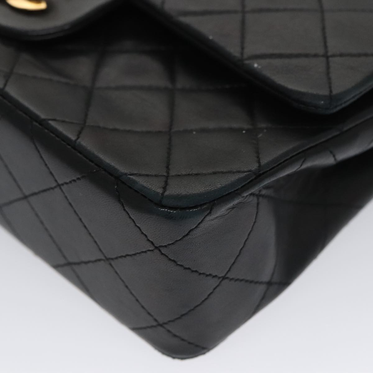 CHANEL Matelasse 23 Double Flap Double Chain Bag Lamb Skin Black CC 106415