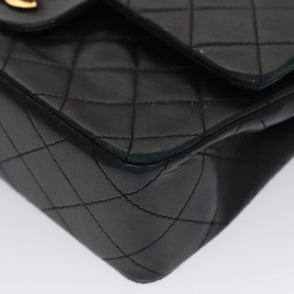 CHANEL Matelasse 23 Double Flap Double Chain Bag Lamb Skin Black CC 106415