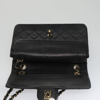 CHANEL Matelasse 23 Double Flap Double Chain Bag Lamb Skin Black CC 106415