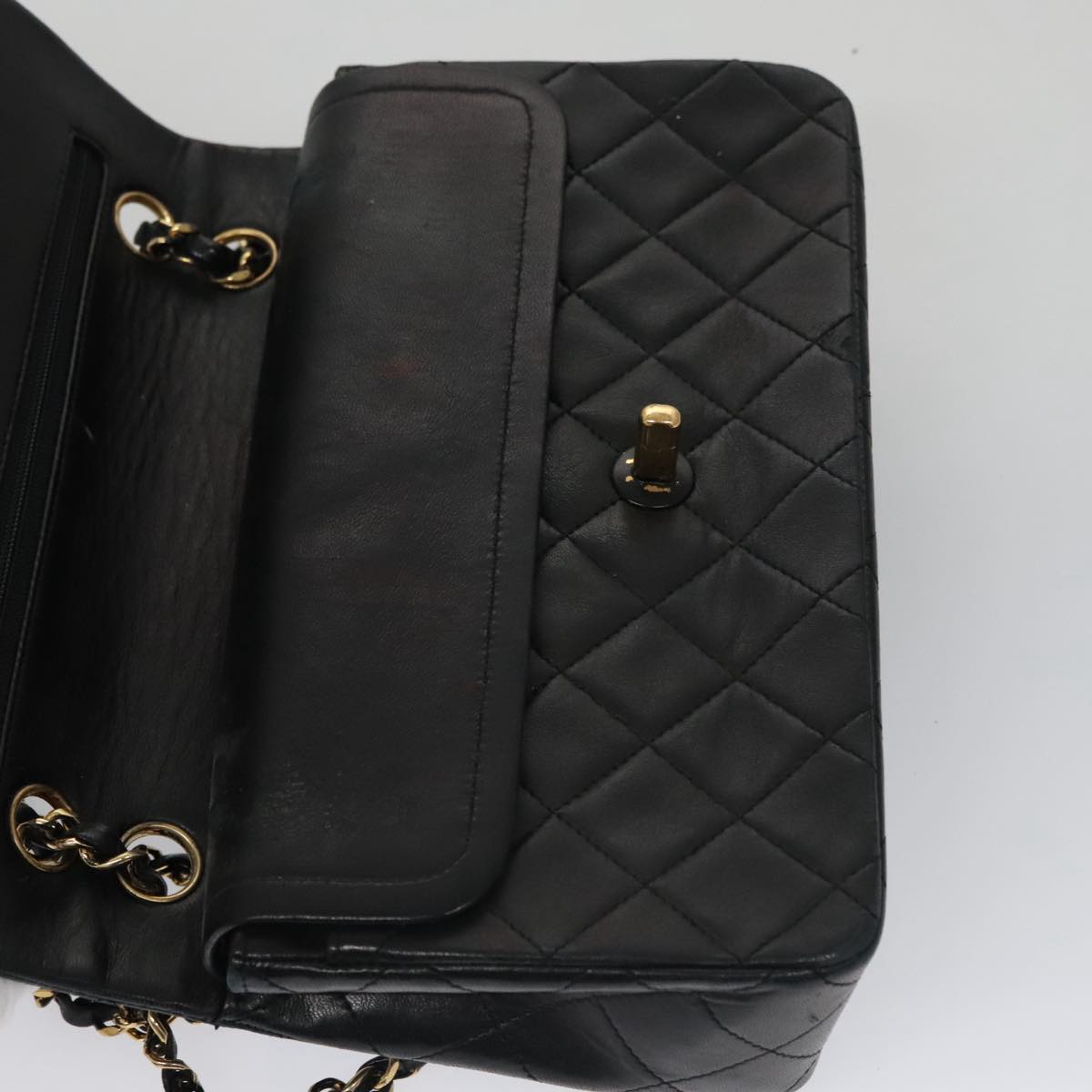CHANEL Matelasse 23 Double Flap Double Chain Bag Lamb Skin Black CC 106415