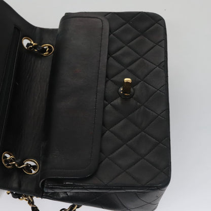 CHANEL Matelasse 23 Double Flap Double Chain Bag Lamb Skin Black CC 106415