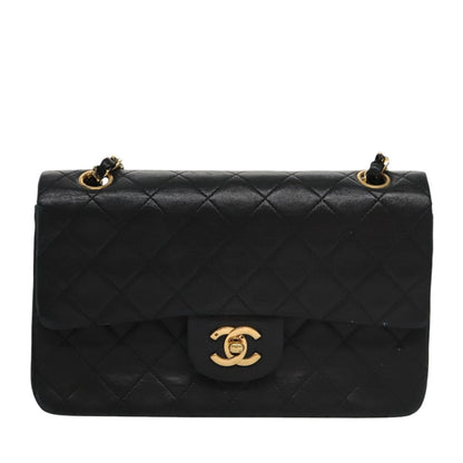 CHANEL Matelasse 23 Double Flap Double Chain Bag Lamb Skin Black CC 106415