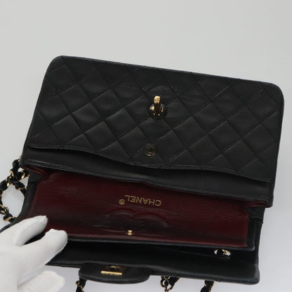CHANEL Matelasse 23 Double Flap Double Chain Bag Lamb Skin Black CC 106415
