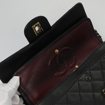 CHANEL Matelasse 23 Double Flap Double Chain Bag Lamb Skin Black CC 106415