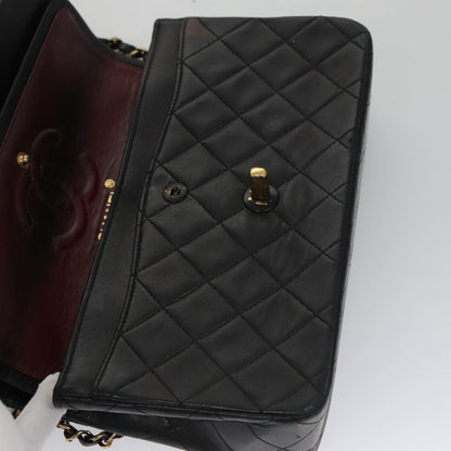 CHANEL Matelasse 23 Double Flap Double Chain Bag Lamb Skin Black CC 106415