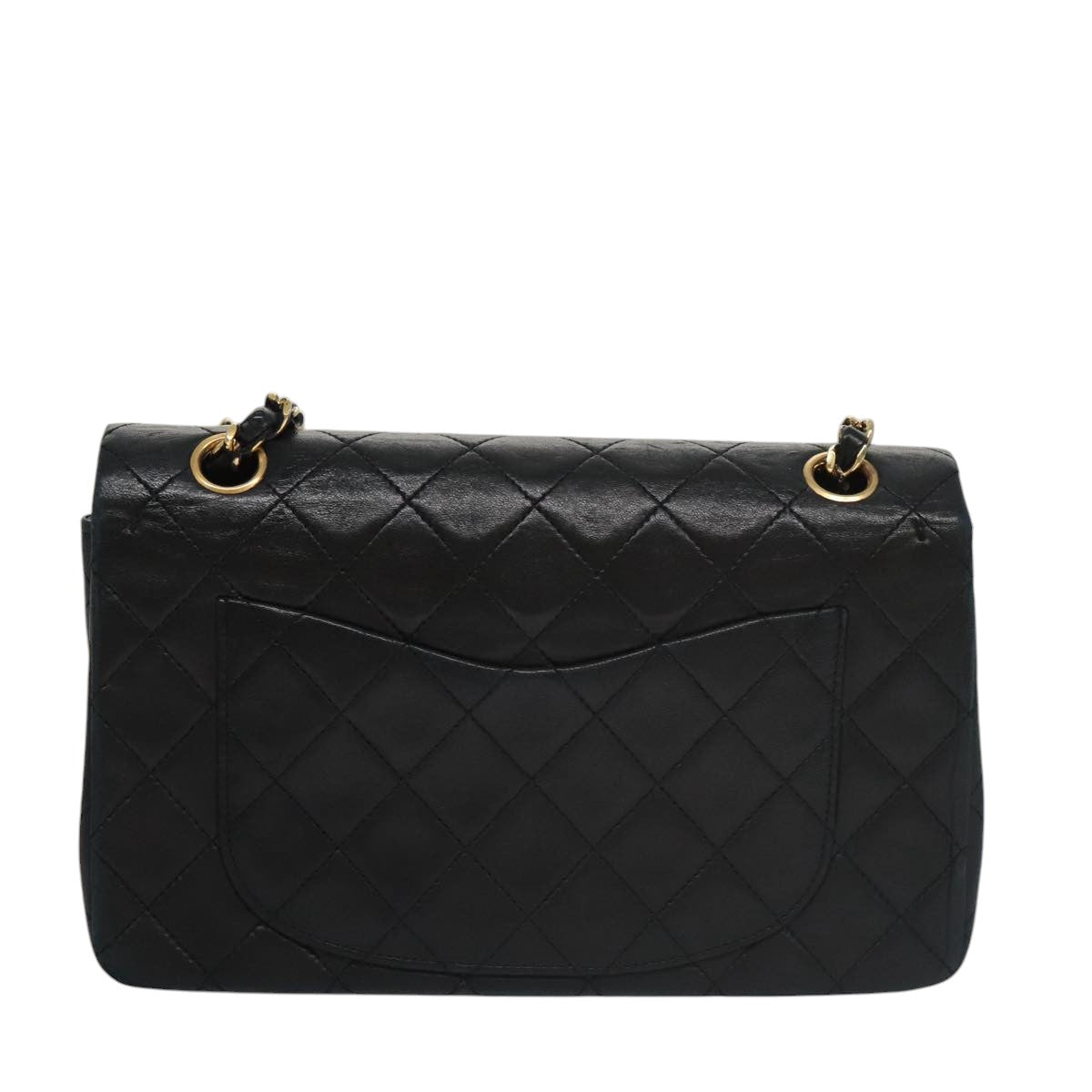 CHANEL Matelasse 23 Double Flap Double Chain Bag Lamb Skin Black CC 106415