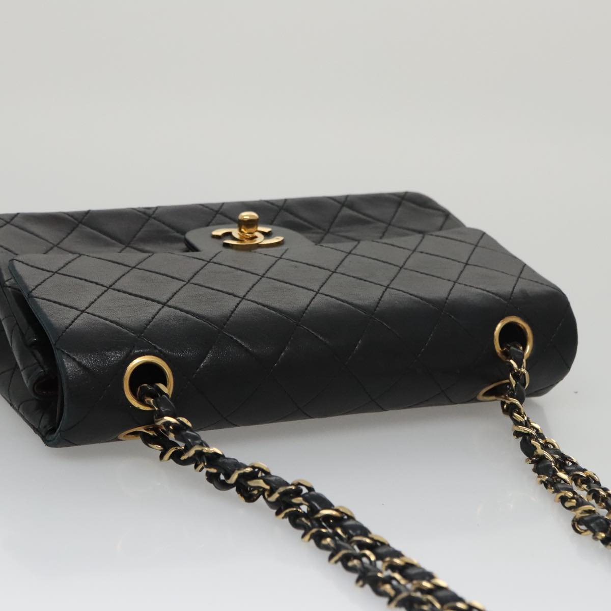CHANEL Matelasse 23 Double Flap Double Chain Bag Lamb Skin Black CC 106415