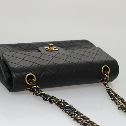 CHANEL Matelasse 23 Double Flap Double Chain Bag Lamb Skin Black CC 106415