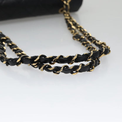 CHANEL Matelasse 23 Double Flap Double Chain Bag Lamb Skin Black CC 106415