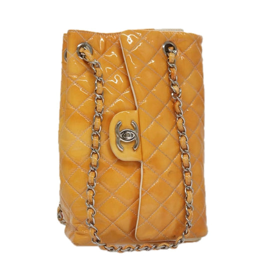 CHANEL Matelasse Chain Shoulder Bag Enamel Yellow CC 106418