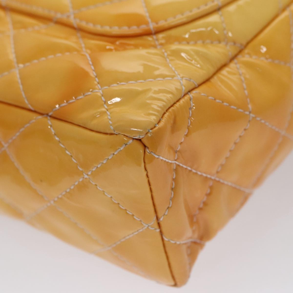 CHANEL Matelasse Chain Shoulder Bag Enamel Yellow CC 106418