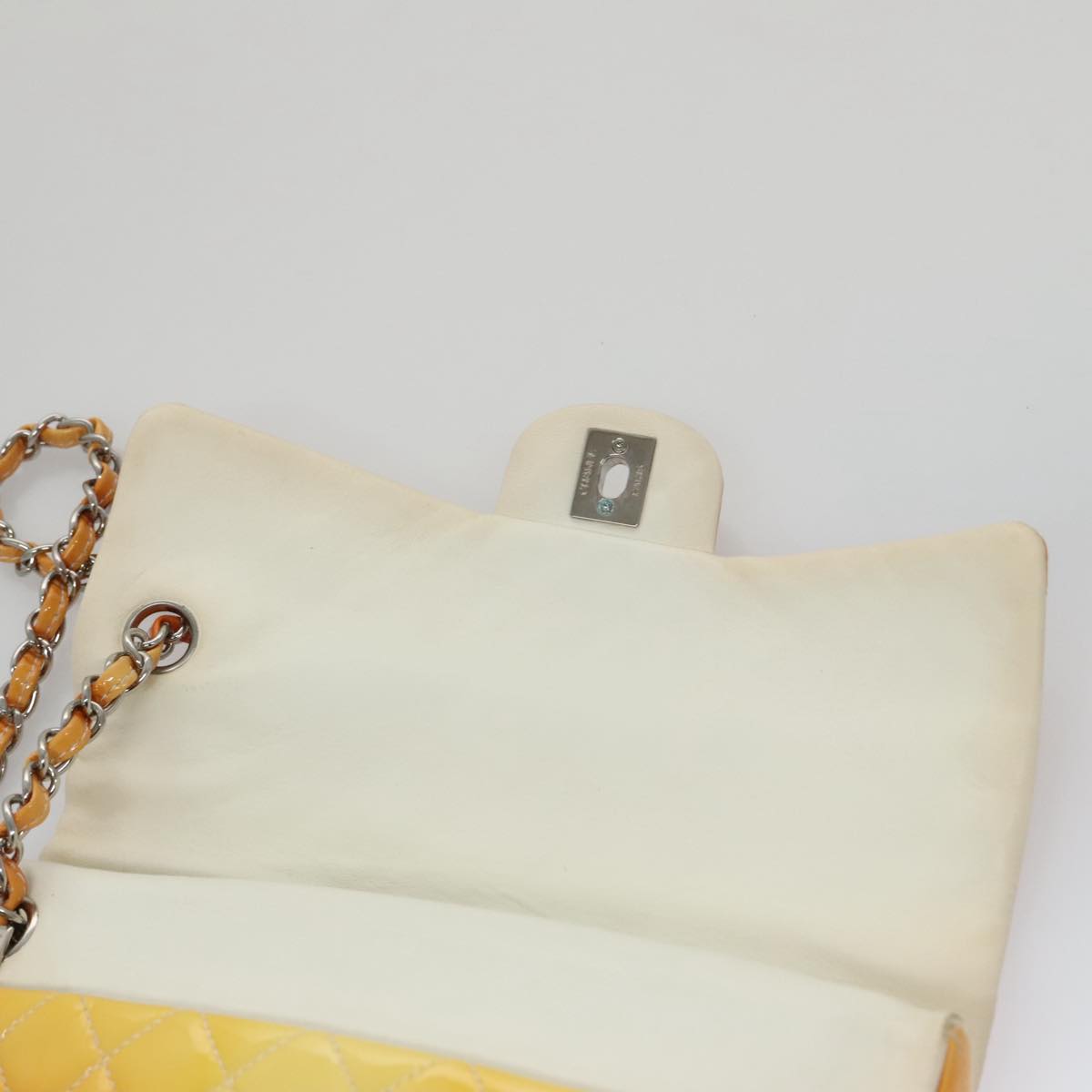 CHANEL Matelasse Chain Shoulder Bag Enamel Yellow CC 106418
