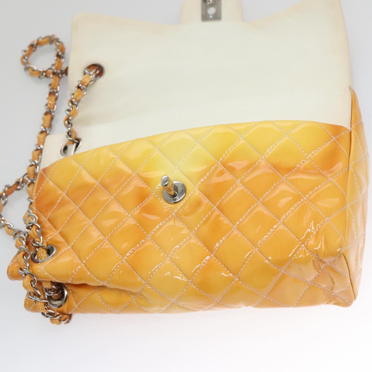 CHANEL Matelasse Chain Shoulder Bag Enamel Yellow CC 106418