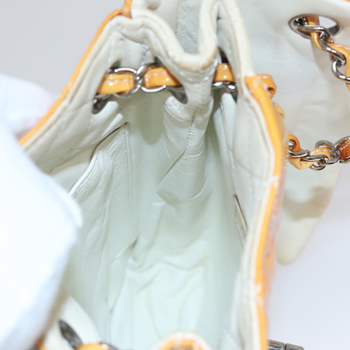 CHANEL Matelasse Chain Shoulder Bag Enamel Yellow CC 106418