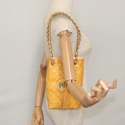 CHANEL Matelasse Chain Shoulder Bag Enamel Yellow CC 106418