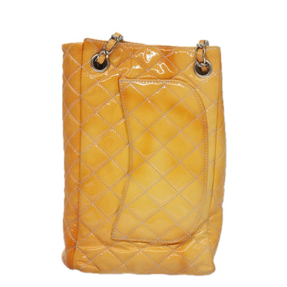 CHANEL Matelasse Chain Shoulder Bag Enamel Yellow CC 106418