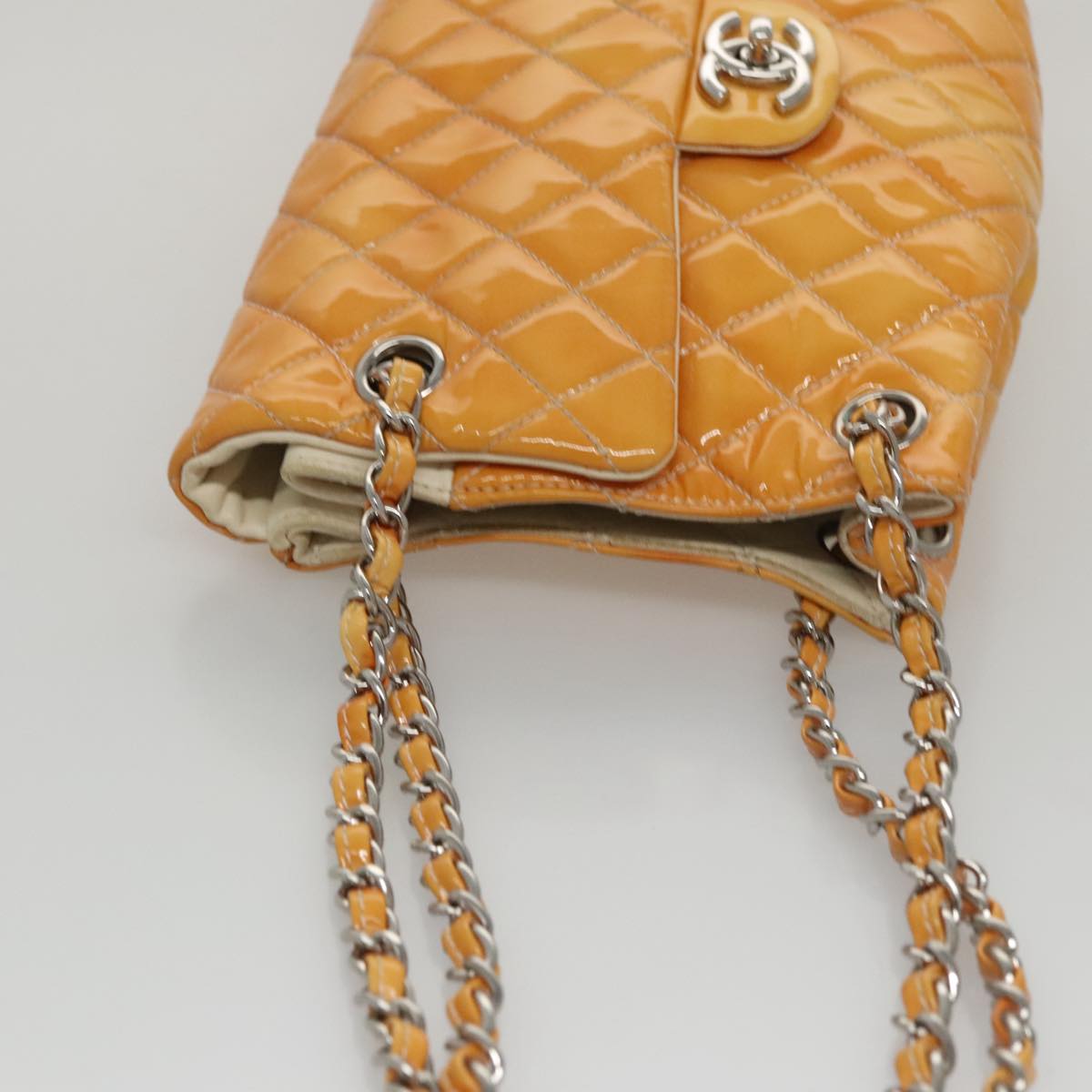 CHANEL Matelasse Chain Shoulder Bag Enamel Yellow CC 106418