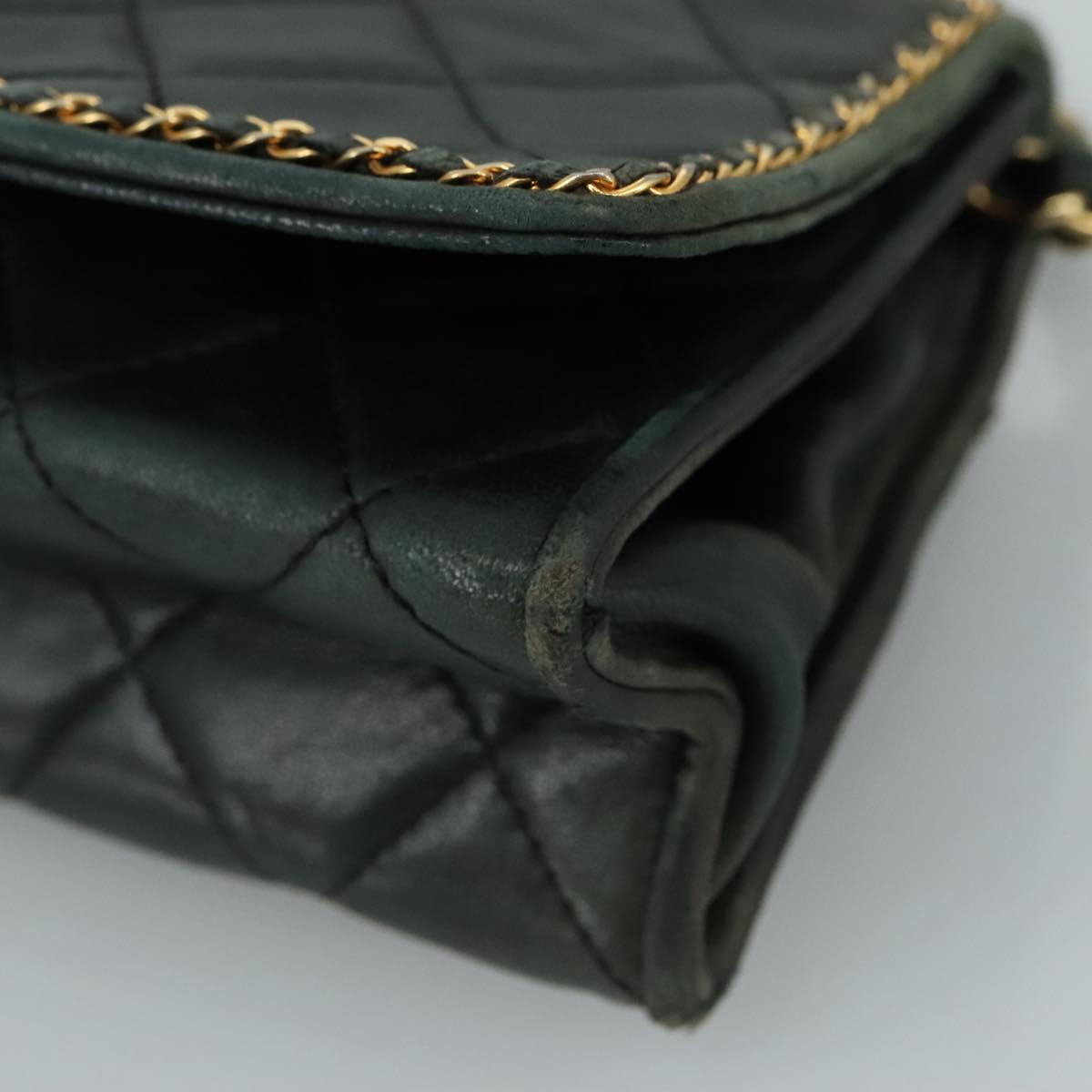 CHANEL Chain Shoulder Bag Leather Black CC 106420