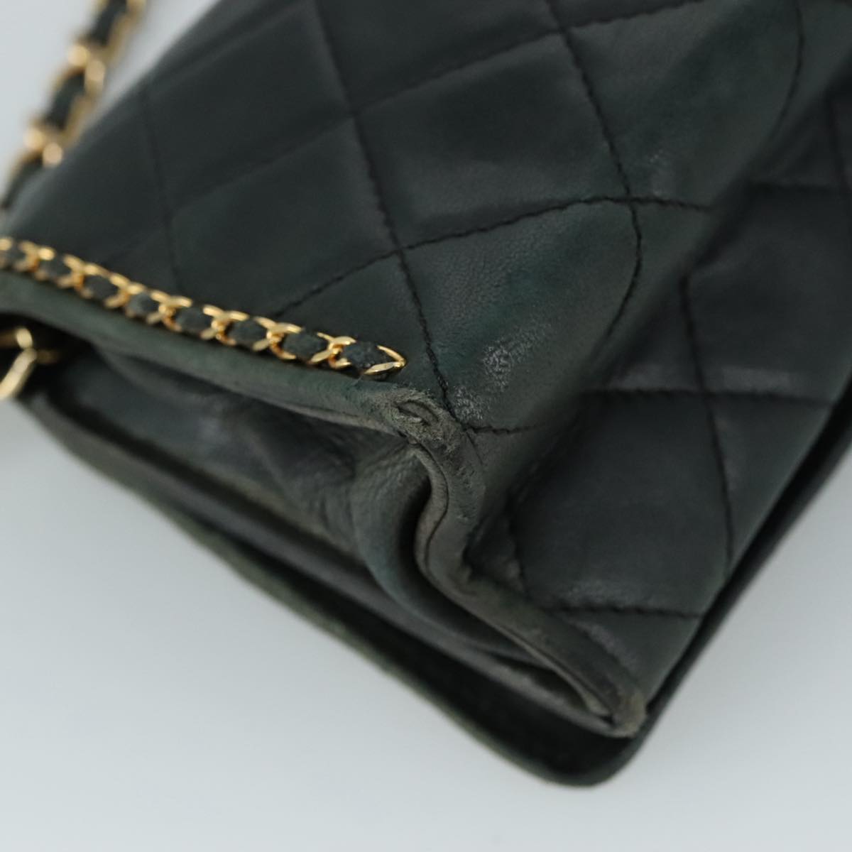 CHANEL Chain Shoulder Bag Leather Black CC 106420