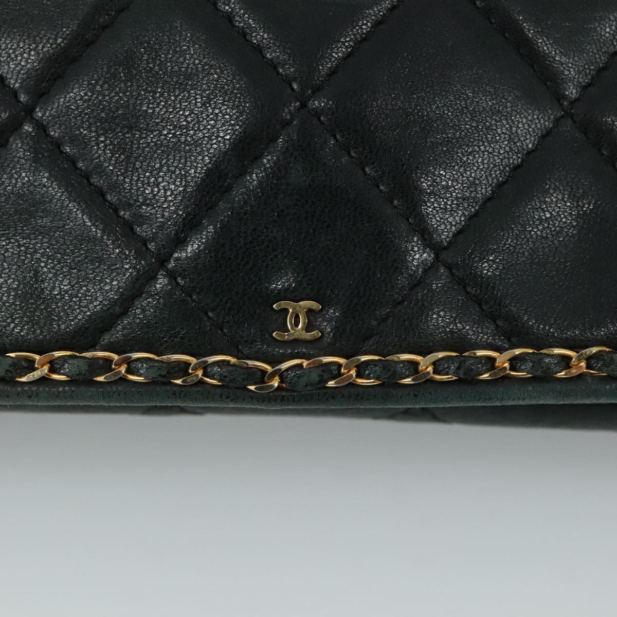 CHANEL Chain Shoulder Bag Leather Black CC 106420