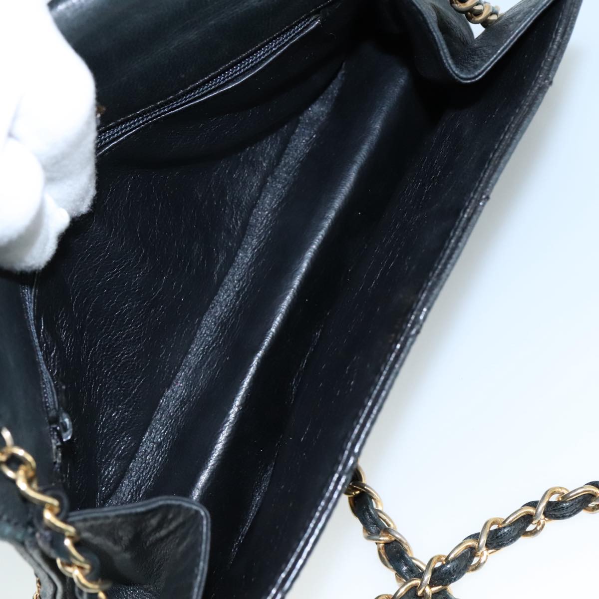 CHANEL Chain Shoulder Bag Leather Black CC 106420