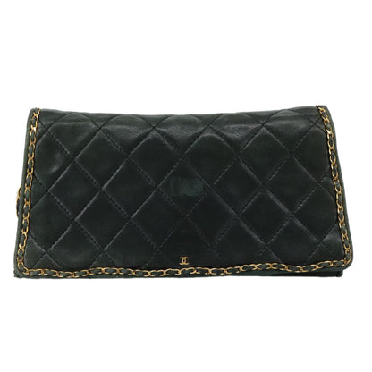 CHANEL Chain Shoulder Bag Leather Black CC 106420