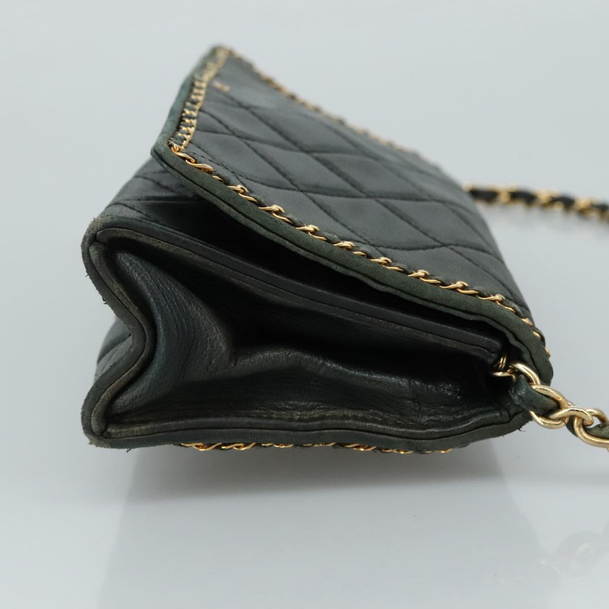 CHANEL Chain Shoulder Bag Leather Black CC 106420