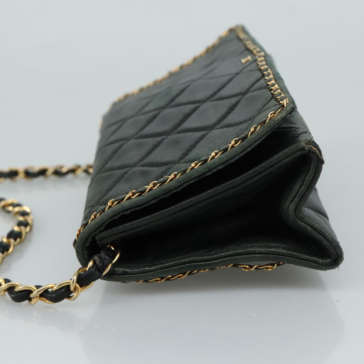 CHANEL Chain Shoulder Bag Leather Black CC 106420