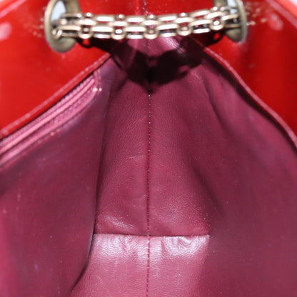 CHANEL Chain Shoulder Bag Patent leather Red CC 106421