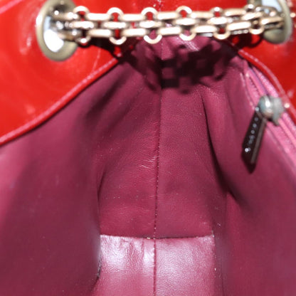 CHANEL Chain Shoulder Bag Patent leather Red CC 106421