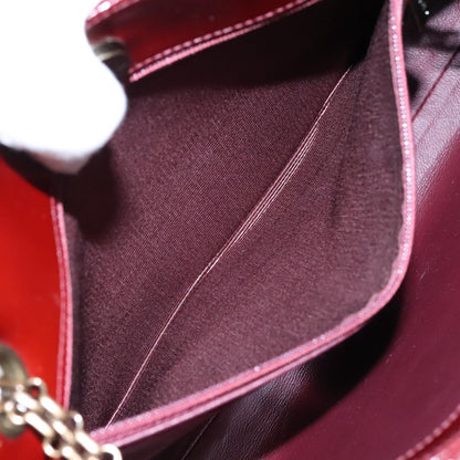 CHANEL Chain Shoulder Bag Patent leather Red CC 106421