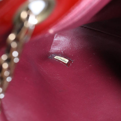 CHANEL Chain Shoulder Bag Patent leather Red CC 106421