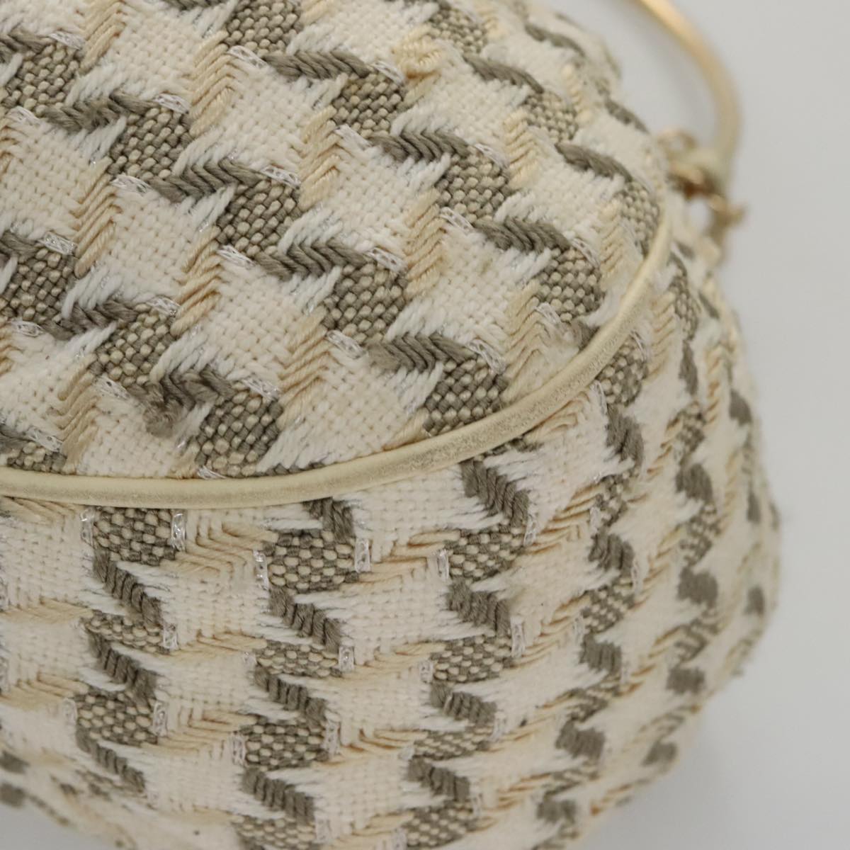 CHANEL Chain Hand Bag tweed Cream CC 106431