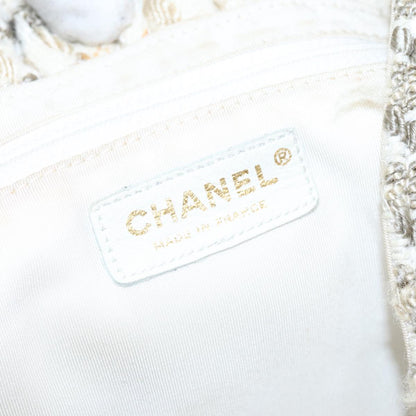 CHANEL Chain Hand Bag tweed Cream CC 106431