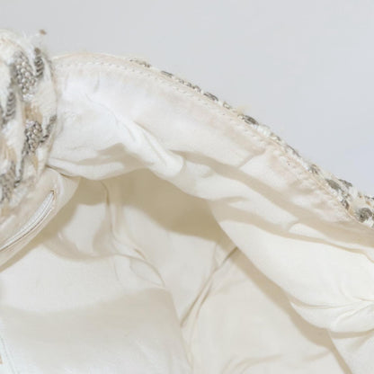 CHANEL Chain Hand Bag tweed Cream CC 106431
