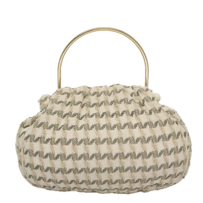 CHANEL Chain Hand Bag tweed Cream CC 106431
