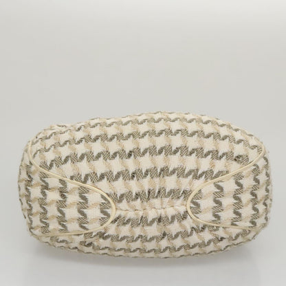 CHANEL Chain Hand Bag tweed Cream CC 106431