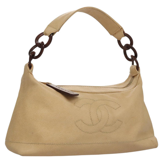 CHANEL Shoulder Bag Caviar Skin Beige CC 106440